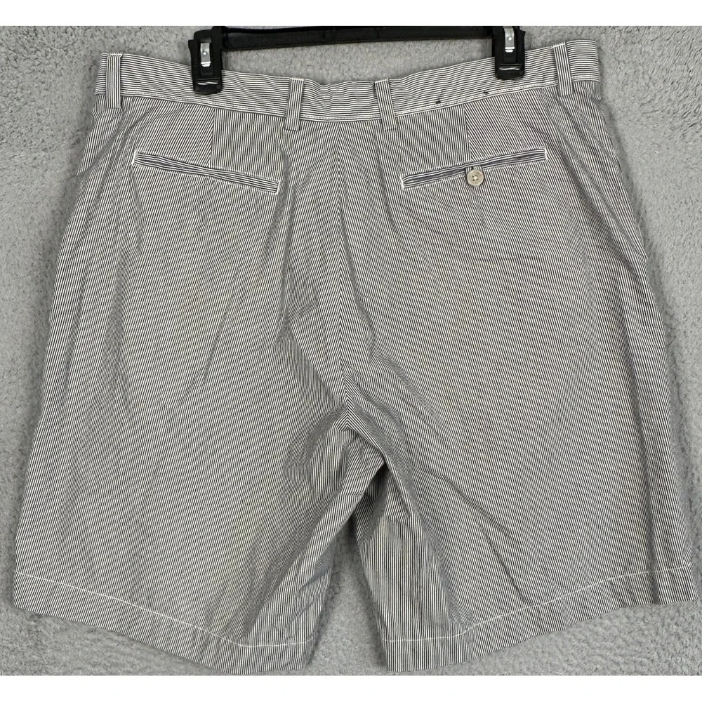 Banana Republic Shorts Mens 36 Blue White Striped Khaki Chino Flat Front Casual